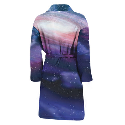 Spiral Milky Way Print Men's Bathrobe