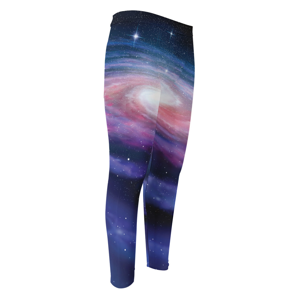 Spiral Milky Way Print Men's Compression Pants