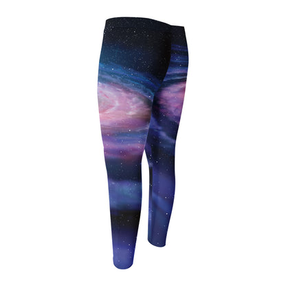 Spiral Milky Way Print Men's Compression Pants