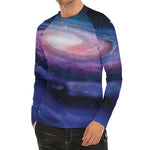 Spiral Milky Way Print Men's Long Sleeve Rash Guard