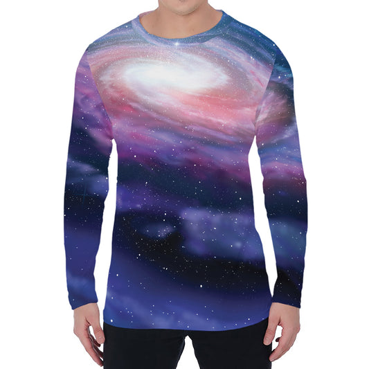 Spiral Milky Way Print Men's Long Sleeve T-Shirt