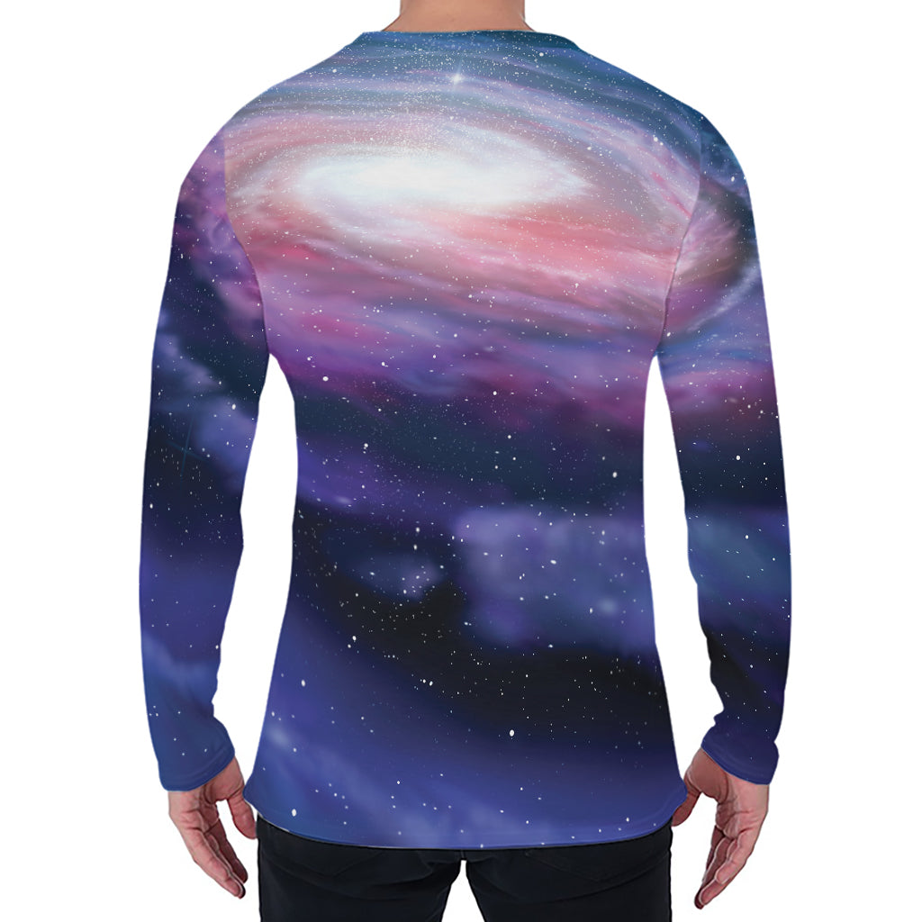 Spiral Milky Way Print Men's Long Sleeve T-Shirt