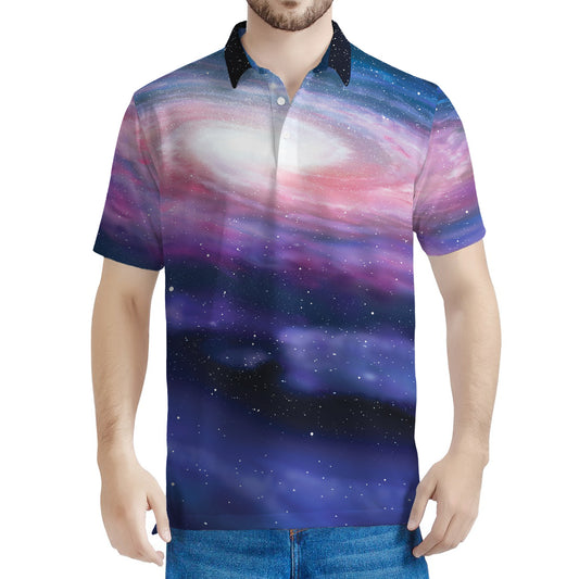 Spiral Milky Way Print Men's Polo Shirt