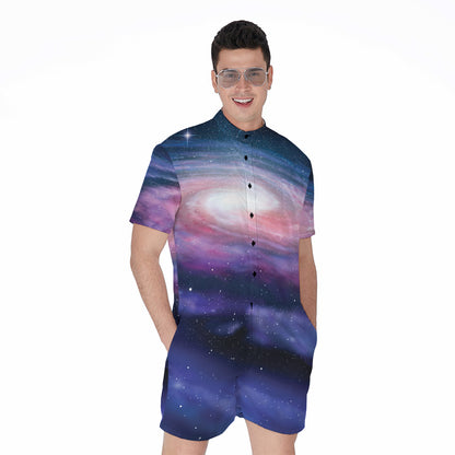 Spiral Milky Way Print Men's Rompers