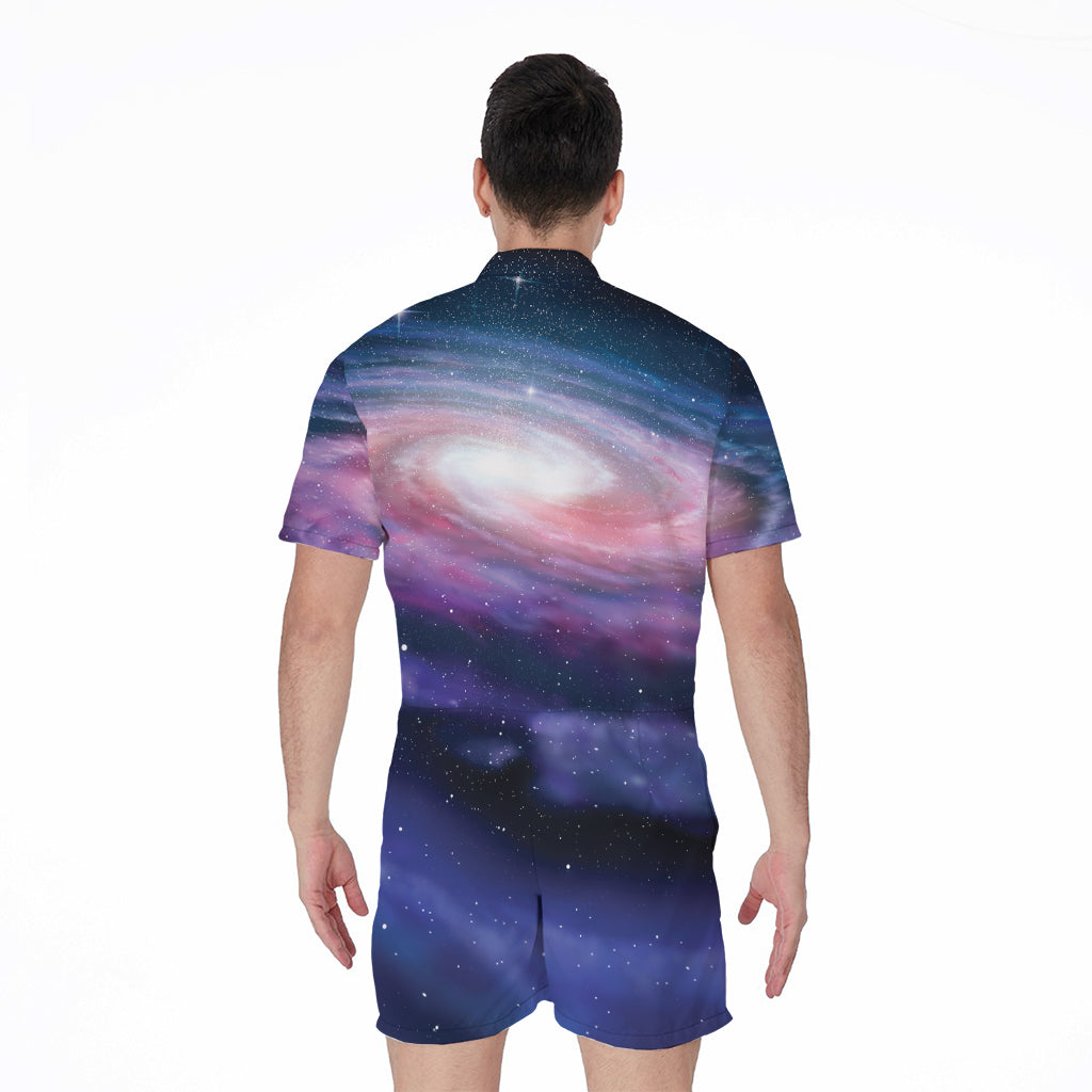 Spiral Milky Way Print Men's Rompers