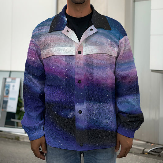 Spiral Milky Way Print Men's Shirt Jacket