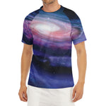 Spiral Milky Way Print Men's Short Sleeve Rash Guard