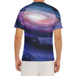 Spiral Milky Way Print Men's Short Sleeve Rash Guard