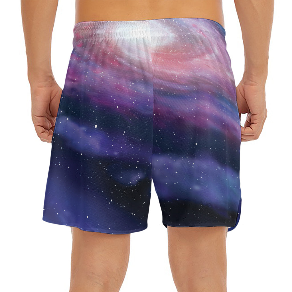 Spiral Milky Way Print Men's Split Running Shorts
