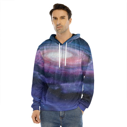 Spiral Milky Way Print Men's Velvet Pullover Hoodie