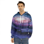 Spiral Milky Way Print Men's Velvet Pullover Hoodie