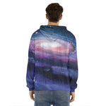 Spiral Milky Way Print Men's Velvet Pullover Hoodie