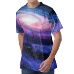 Spiral Milky Way Print Men's Velvet T-Shirt