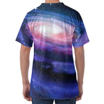 Spiral Milky Way Print Men's Velvet T-Shirt