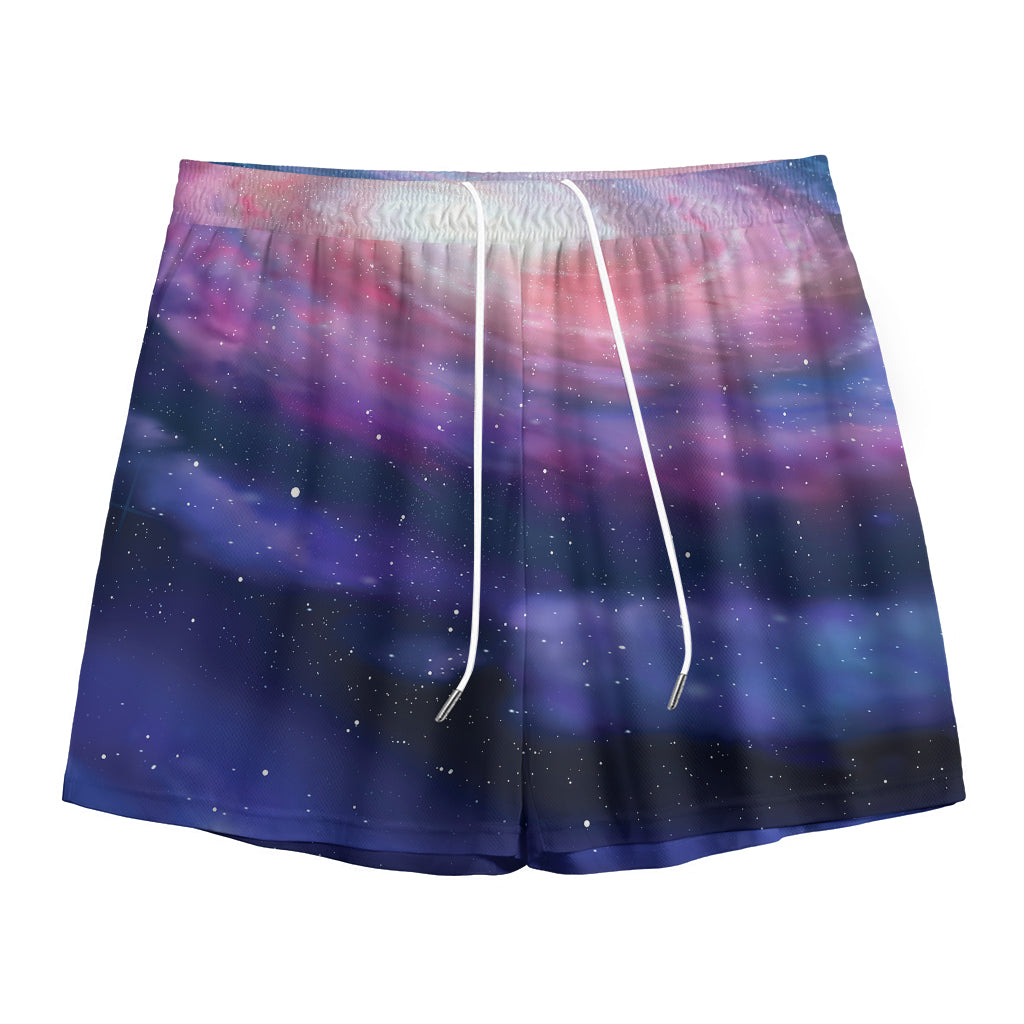 Spiral Milky Way Print Mesh Shorts