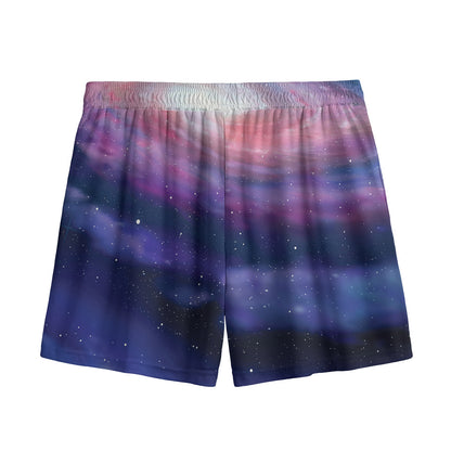 Spiral Milky Way Print Mesh Shorts