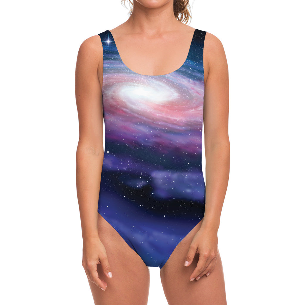 Spiral Milky Way Print One Piece Swimsuit