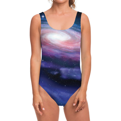 Spiral Milky Way Print One Piece Swimsuit