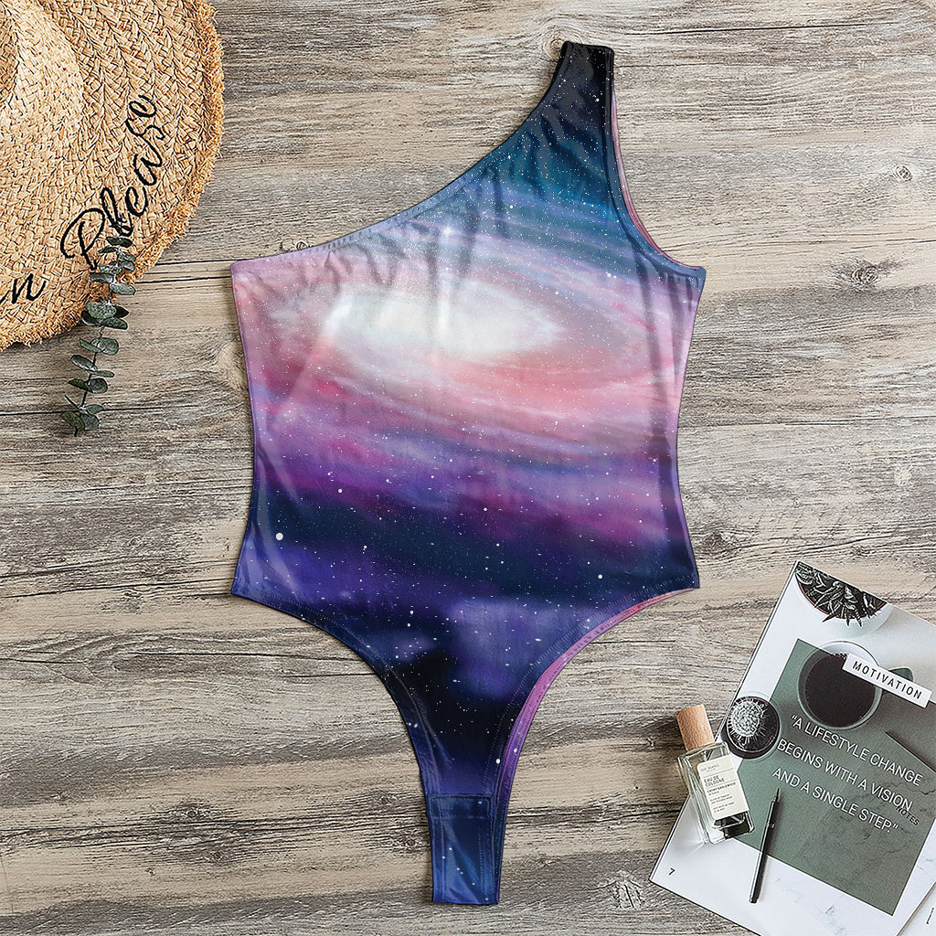 Spiral Milky Way Print One Shoulder Bodysuit