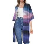 Spiral Milky Way Print Open Front Beach Cover Up