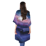 Spiral Milky Way Print Open Front Beach Cover Up