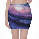 Spiral Milky Way Print Pencil Mini Skirt