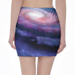 Spiral Milky Way Print Pencil Mini Skirt