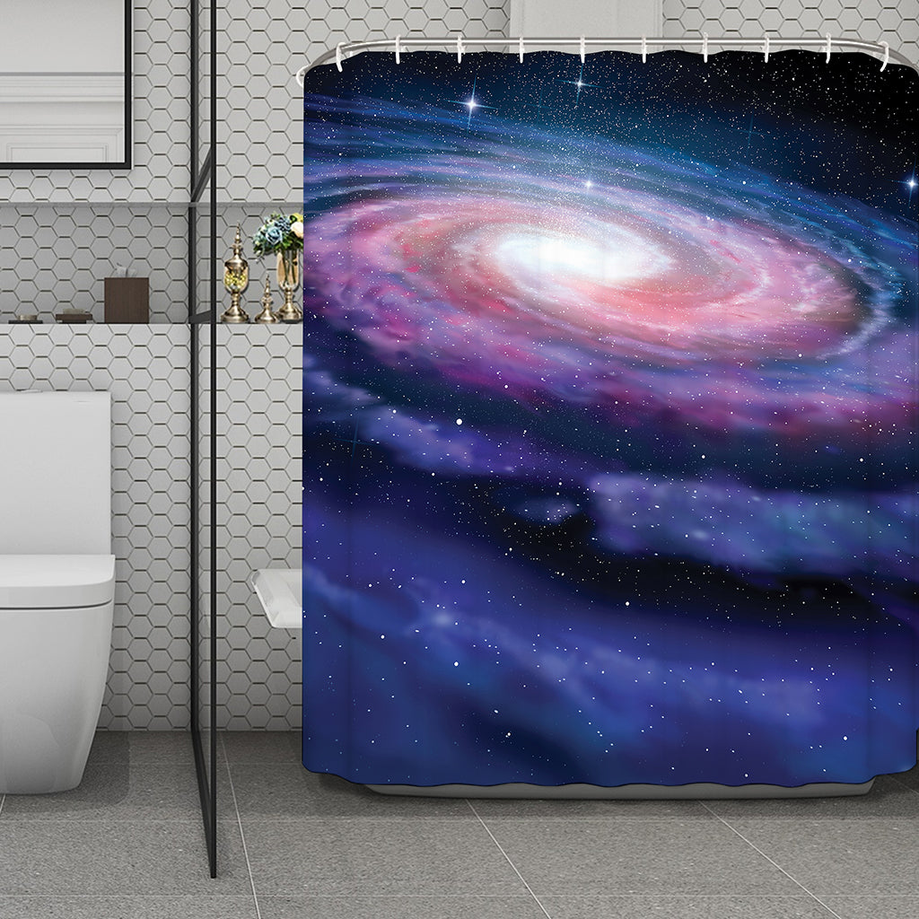 Spiral Milky Way Print Polyester Shower Curtain