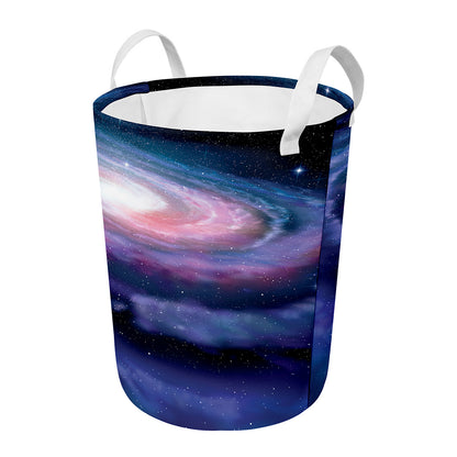 Spiral Milky Way Print Round Laundry Basket