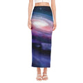 Spiral Milky Way Print Side Slit Maxi Skirt