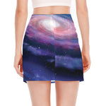 Spiral Milky Way Print Side Slit Mini Skirt