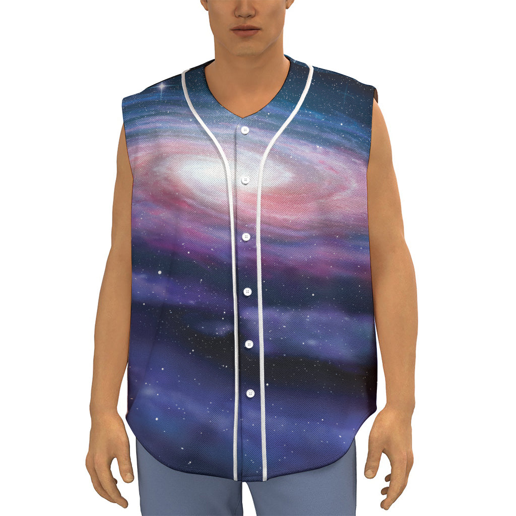 Spiral Milky Way Print Sleeveless Baseball Jersey