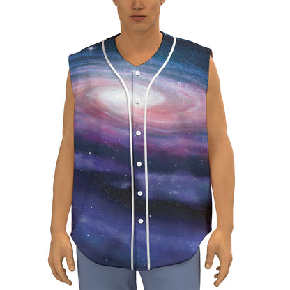 Spiral Milky Way Print Sleeveless Baseball Jersey