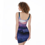 Spiral Milky Way Print Sleeveless Bodycon Dress