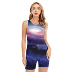 Spiral Milky Way Print Sleeveless One Piece Swimsuit