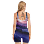 Spiral Milky Way Print Sleeveless One Piece Swimsuit