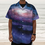 Spiral Milky Way Print Textured Short Sleeve Shirt