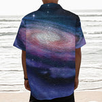 Spiral Milky Way Print Textured Short Sleeve Shirt