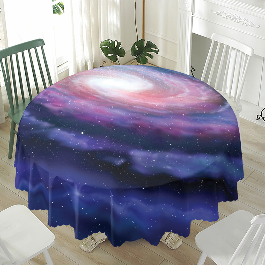 Spiral Milky Way Print Waterproof Round Tablecloth