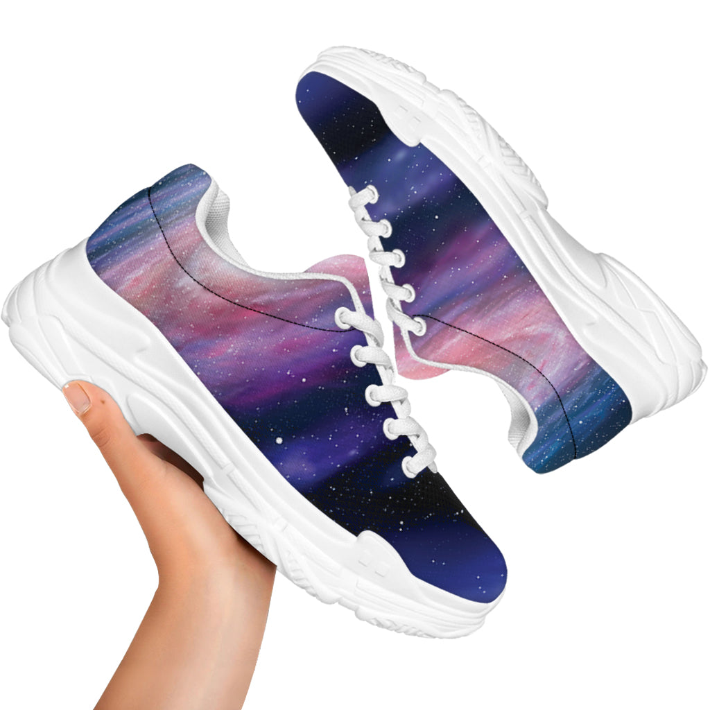 Spiral Milky Way Print White Chunky Shoes