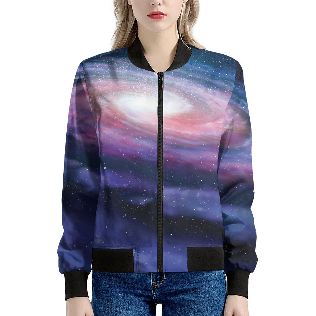 Spiral Milky Way Print Women's Bomber Jacket