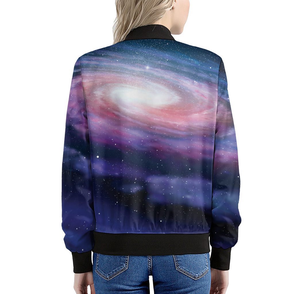 Spiral Milky Way Print Women's Bomber Jacket