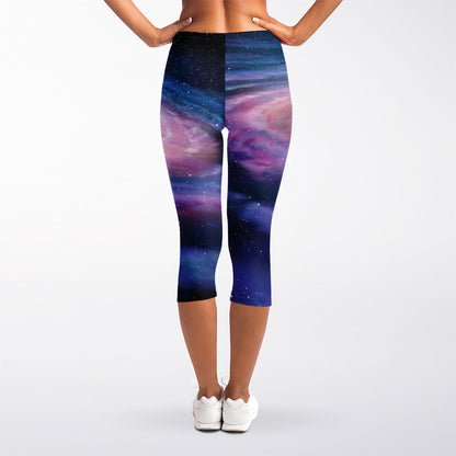 Spiral Milky Way Print Women's Capri Leggings