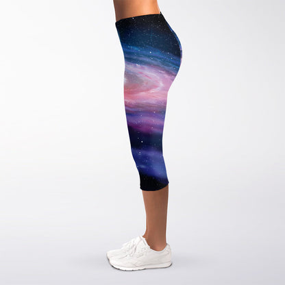 Spiral Milky Way Print Women's Capri Leggings