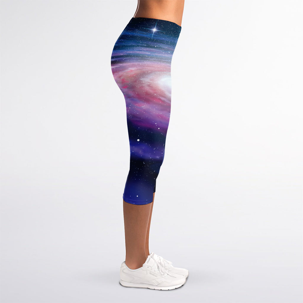 Spiral Milky Way Print Women's Capri Leggings