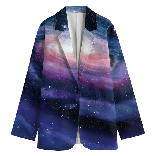 Spiral Milky Way Print Women's Cotton Blazer
