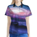 Spiral Milky Way Print Women's Polo Shirt