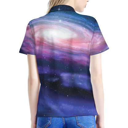 Spiral Milky Way Print Women's Polo Shirt