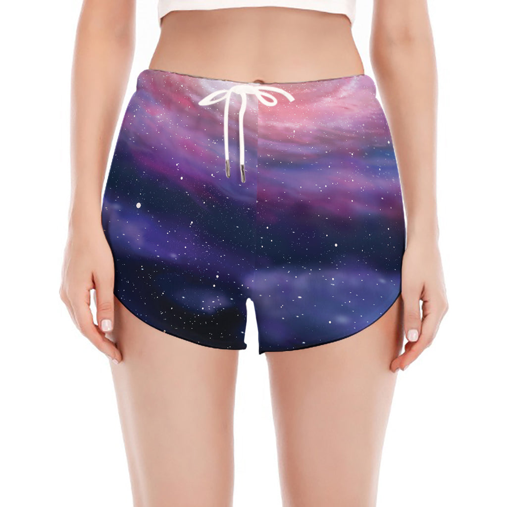 Spiral Milky Way Print Women's Split Running Shorts