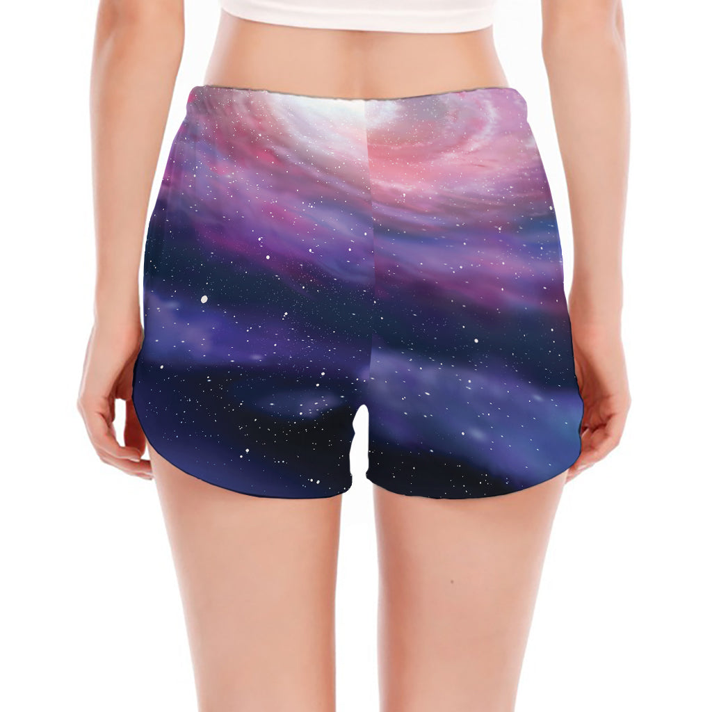 Spiral Milky Way Print Women's Split Running Shorts